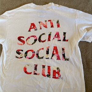 Anti Social Social Club White Tee with floral signature print
